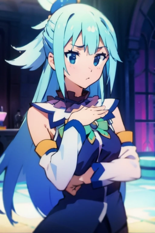 Aqua de konosuba nswf big breast stunning body slender display showing beautiful face and perverted look wiewer 