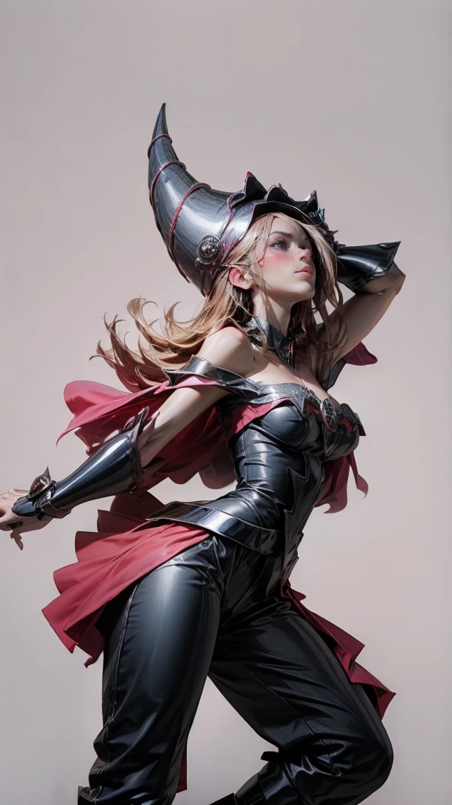 The dark wizard Gils dressed as Harley Quinn. He has blonde and black hair.. Blue eyes. Red lips. Gils, the dark magician, Did you dress up as Harley Quinn??. Sensual and innocent pose.. circus background 