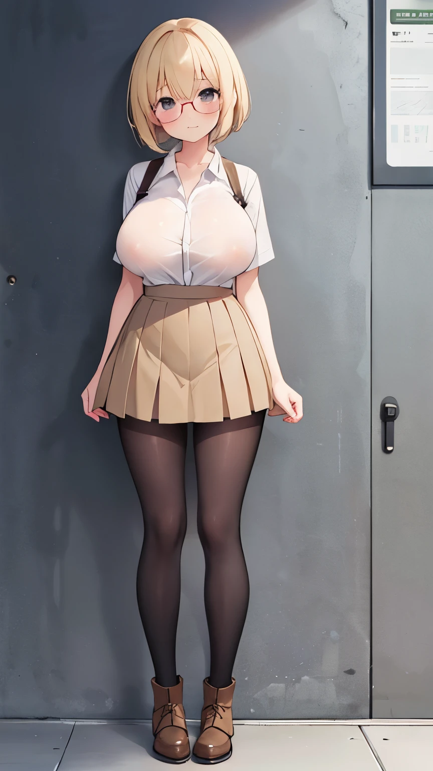 1 mature lady, pale skinned babe, brown hair, wearing office pencil dress, (JAV news anchor 1.5), (News anchor studio 1.2), skirt lifted up, showing her meaty pussy, slim and slender body type, (big breasts 1.4), lady office suit, show her wet pussy dripping