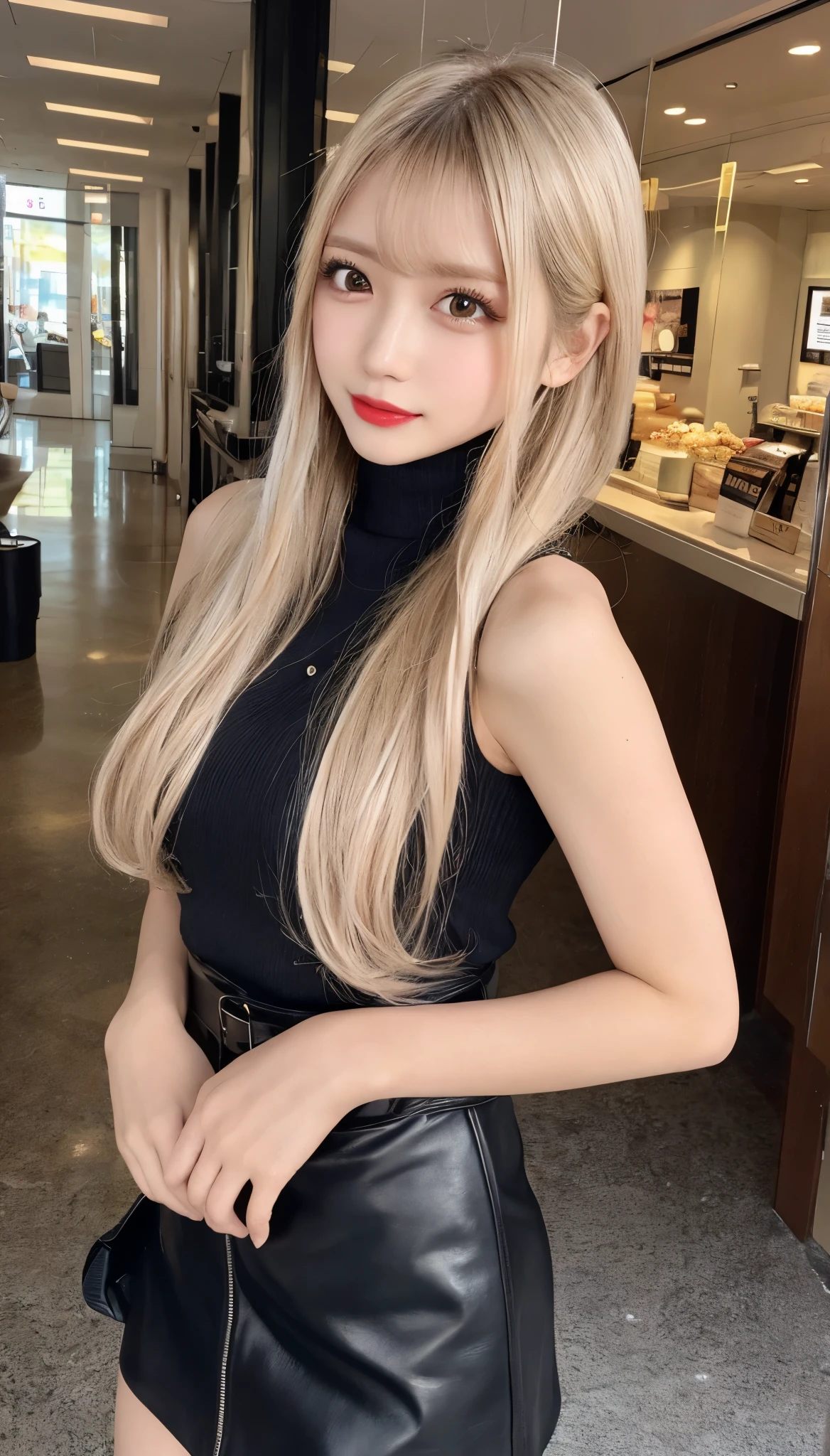 high quality、blonde、Check skirt、White shirt、Gal、mini skirt、Light Hair Color、Bronze colored hair、sexy 、blonde、high school girl、Thin legs、Beautiful eyelashes、High resolutionの顔、Zoom out、20-year-old、Knee-length viewing angle、最high quality, figure, Very detailed, Fine details, High resolution, 8K Dende Wallpaper, Beautiful fine details, Random Cute Hairstyles, c cup breasts, Natural color lip
