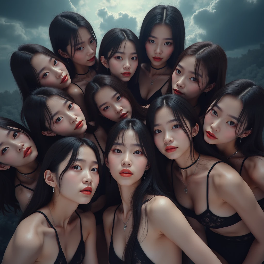 cwc, (color circle:1.20), multiple girls, 5girls, (ProfessionalPhoto), Different types of hair colors, degas style,
