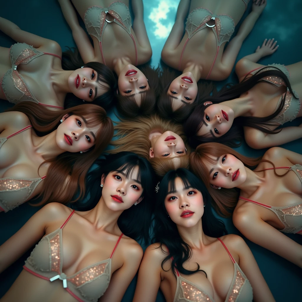 (Full of colorful flowers, White and Red, ((Overhead shot, From directly above))), (Acutance:0.85), ((NSFW:-0.95)), (Exposed:1.1), (((nipple:-0.99))) . ((Group photo of 6 girls (laying in a pool filled with flower:1.25))), { (Full of flowers covering and surrounding girl's body:1.2) | (Flower Bikini knitted with flowers:1.3) }, (((Extremely Detailed KAWAII face variations)) with joyful expressions), { (pretty Ass) | Overflowing sideboob | Overflowing underboob | Hidden hands | Bloody crotch } . Masterpiece of 8K Finest Quality, (Physically-based 3D Rendering with Ultra-detailed:1.2), (((Realistic and Photorealistic with touch of rawness:1.37))) . { wet and oiled ivory skin with tanline | Sparkling splash with Rainbow | Mystic sight | God rays | Haze }. (Absolutely filled with flowers), Overflowing flowers, all of water surface is  absolutely filled with flowers, Full of flowers .