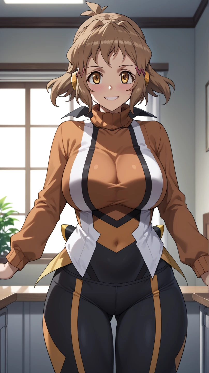        score_9,        score_8_up,        score_7_up,        score_6_up,        score_5_up,        score_4_up,  source_Anime, tag1,  tag2,   最    High Quality   ,        High Quality ,        Details,   （（    Senki Zesshou Symphogear  ,Hibiki Tachibana 1    :5）） ,   Big Breasts,seductive smile,  pink turtleneck ,  turtleneck sweater ,  Thick  ,   hair clip , Tight Suit ,8k,  super kampala  ,    smile,  Professional quality  ,      perfect contrast   , 1 personの女の子, 1 person,   brown hair,  Full light,        Anatomically Accurate   , Big Breasts,        Wide Hips   ,        huge butt    ,  官能的なwoman, woman, Maternal,   shy, Looking up,  top down ,    Walk slowly  ,      fully clothed without testicles   
