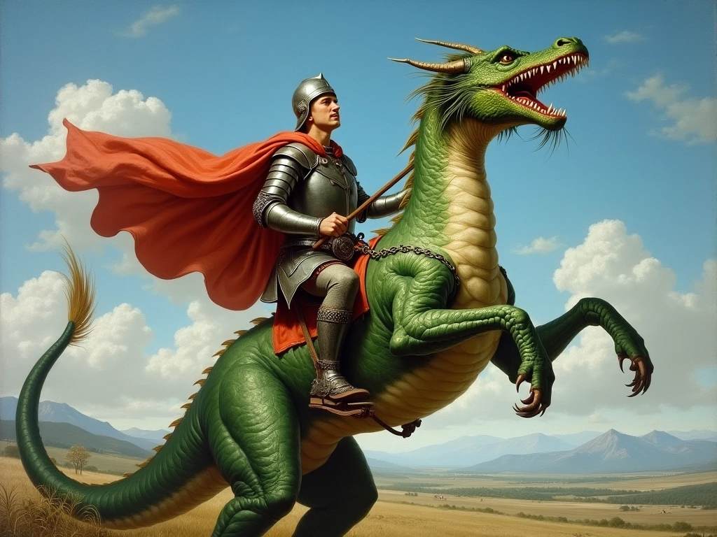 St George and the Dragon by Raphael. With Trump as St Georges and Joe Biden as the dragon.