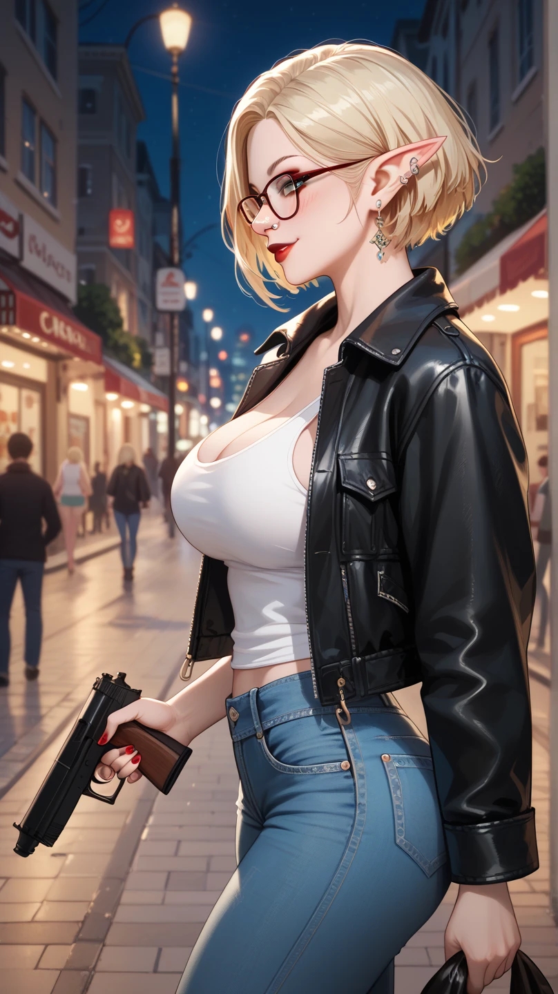 super realistic, 8k, masterpiece, high definition, cinematic, 1950s western, movie poster, waistless pistol beauty, sheriff, blonde white woman, sheriff lot, cleavage, torn jacket with superman letter S, torn pants, confronting the villains, foal in waist holster, (title), stunning lighting, 3d rendering, western street corner, superman S symbol in the background.