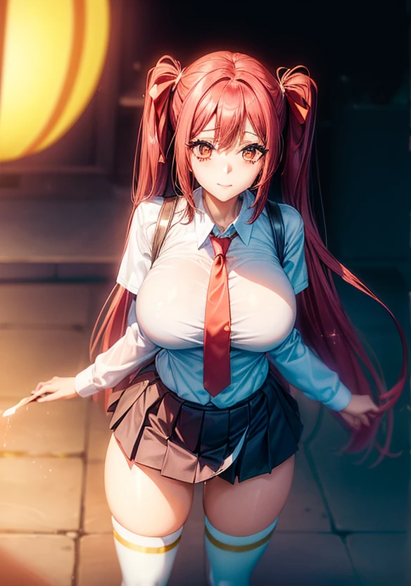 (nsfw)、( Reverse Suspended Congress:1.5), (gigantic breasts), (serious:1.2), looking at another, , pink hair, twintails, long hair, red hair ribbon, red eyes, (school uniform:1.2), long sleeves, short necktie, flat chest, miniskirt, black thighhighs,, building, holding gun, (boy　big penis), massive cum,(gigantic breasts)　 ,Large Boobs, (((close-up of lower body)),gigantic breasts, glowing eyes, smiling face, ((focus on face)), ((symmetrical, well proportioned face)), delicately , beautiful girl, outstanding style,show off panty, anty Looking up shot),　gigantic breasts, break, (best quality:1.5, highres, UHD, 4K, detailed lighting, shaders), gradient hair, large breasts, suit, school shirt, school short skirt, mature woman , (throw), dramatic lighting, sparkling eyes, sensual expression, flowing hair, delicate facial features,dont look for the camera, lean forward,