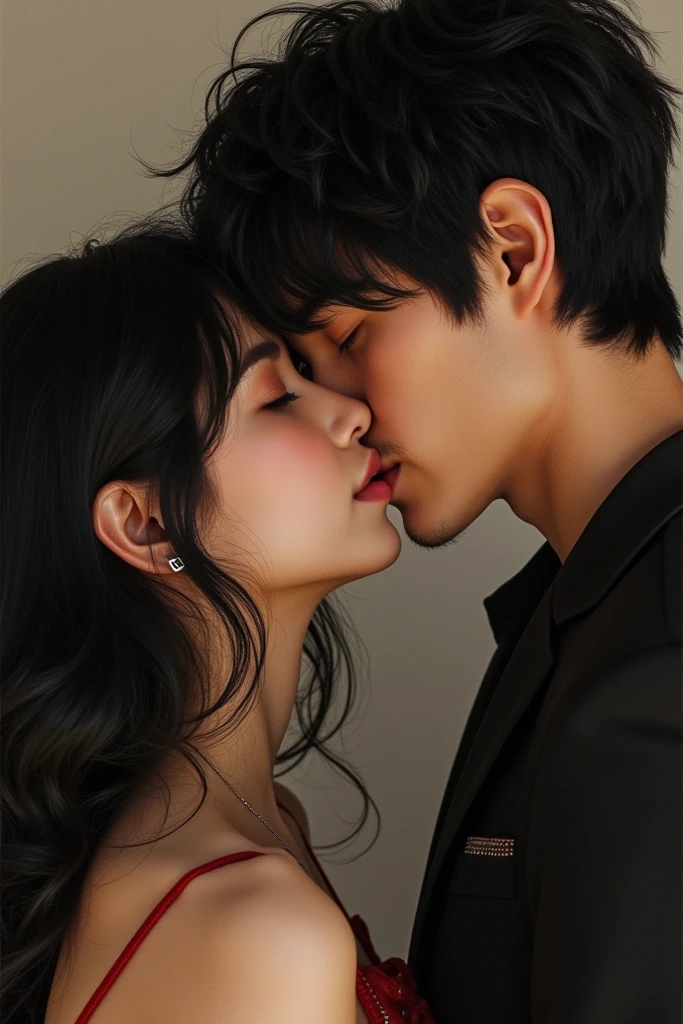 Bust photo,A man and a woman hugging and kissing