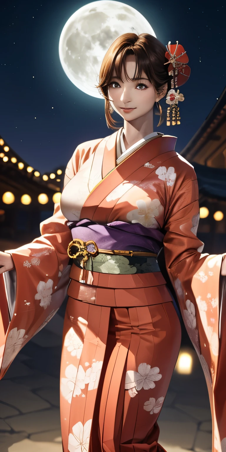 ((( gigantic Breasts:1.2)))、((Curved abdomen))、(((facial shot:1.5)))、(((Wear Japanese kimono:1.2)))、( Clear Clear Picture 、masterpiece、CG、 best quality、 high definition 、 Very Beautiful and Delicate 、 excellent anatomy:1.3)、( detailed eyes on board)、Beautiful face、 perfect face、cute、 mature woman、 pink lips、 one girl、 beautiful body、 Tight Waist 、, mature woman, Big Breasts ,Aqua Eye,thoracic arch(thoracic arch) ,Minded( pleated skirt) , White Elbow ( upper body) , Man with a Full Moon Background  , Person in the Night Sky  ,Man in the Sea  ,Man in the Sea  、 Starry Sky、Straight、Fantasy、 amazing、 romantic、