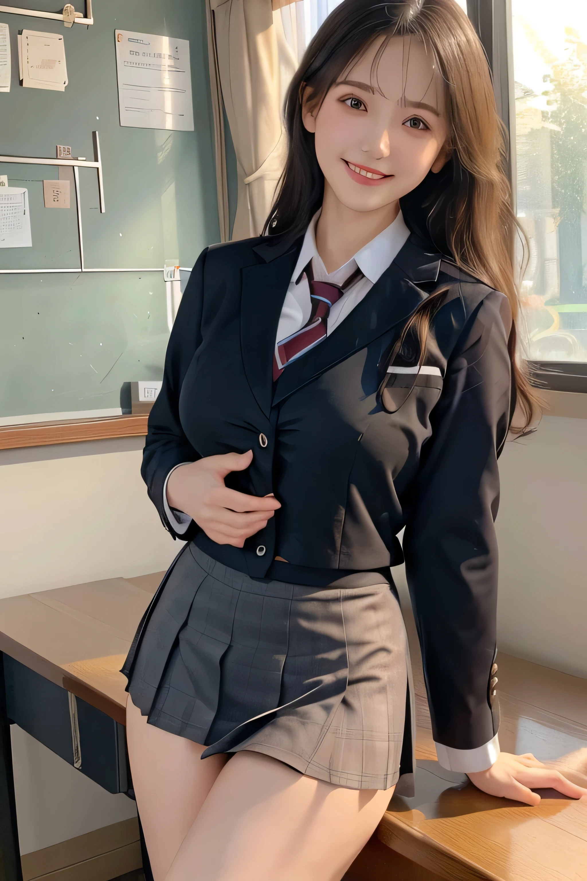 (8k), (highest quality: 1.2), (Realistic), (Realistic: 1.37), Ultra-high resolution, 1 girl, cute, A shy smile, Blushing,Mouth closed, Peach-colored lips,Beautiful details, Beautiful Nose, Beautiful black hair, bangs,Twin tail hair,Giant Dulcefo, pork, Thighs，Self Snap,University Uniforms,Sitting on a train in Tokyo,simple blazer,Pleated skirt,(The pattern of the skirt is a tartan check pattern.....:1.3),Crossing your legs, From above,(Thighsにクローズアップ),(光沢のあるThighs),(Opaque knee-high socks:1.2)