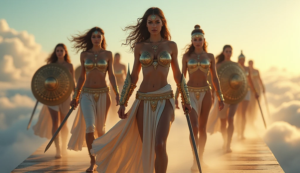 8k, top quality, finish: 1.2), (realistic, photo-realistic: 1.37), highly detailed, (1000 girls), This realistic image shows a large group of sexy Egyptian women, wearing bikinis and black headscarves, walking in the middle of the Egyptian pyramids. The women in the picture are fair-skinned and appear to have different ages and slim body shapes. wearing typical Egyptian women's headbands The atmosphere of this picture looks like a parade or a special event involving many female participants. , breasts, beautiful eye details, (bikini: 1.1), ((sexy)), curvy body, (full body), sitting, sexy,