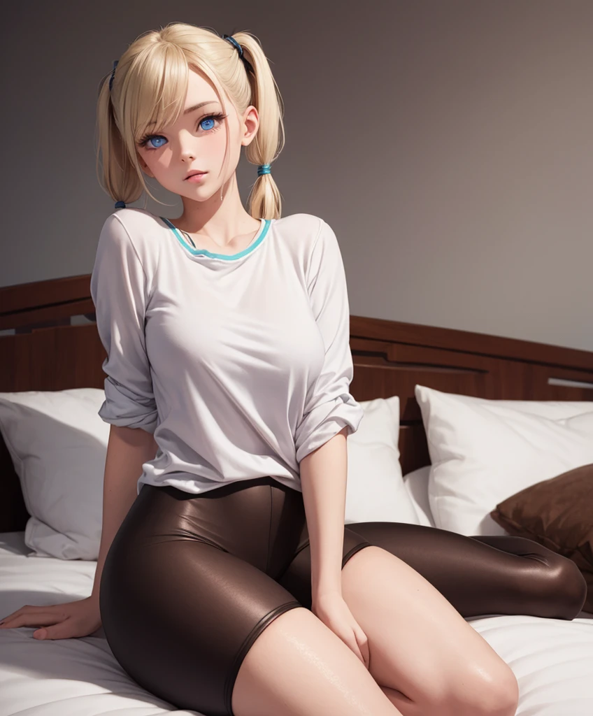 anime girl with long blonde hair sitting on a wooden floor, seductive anime girl, yuyushiki, by Yu Zhiding, beautiful anime girl squatting, yukky, young anime girl, yu - no, beautiful alluring anime woman, official artwork, beautiful alluring anime teen, anime cover, extremely detailed artgerm, blonde anime girl with long hair, (, , pubic hair), (bragas mojadas), pubic hair