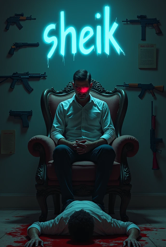 Create a 3D illusion in which a 19 years old boy is the hero, who has killed 4-5 villains due to which his white clothes are completely soaked with blood, and he is holding a cigarette in his mouth with full attitude, and in one hand he is seen lighting a cigarette with a lighter, the boy's face is shining in it, and the other hand is in his pant pocket, and there is light rain. 4k realistic image