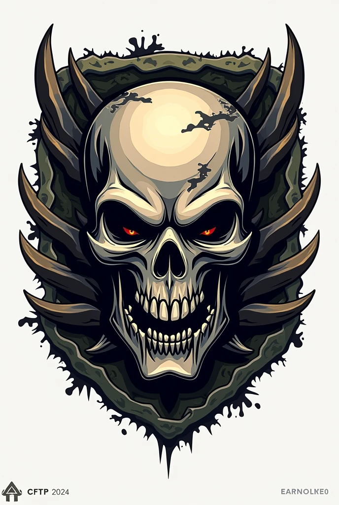 Create a logo for a clothing brand called BIOHazard Clothing in a streetwear style with no background by mixing the biohazard symbol with a skull