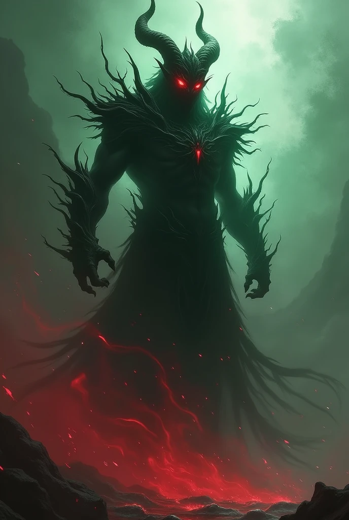 (avatar, based on warhammer 40k art, illustration, concept, oil painting, line art, intricate lines, bokeh, sense of scale, atmospheric, fireflies), (black and white and fire-red and neon-green and deep-blue). Inspired by: (Zdzisław Beksiński and H.R. Giger and Jean Giraud and John Berkey).
