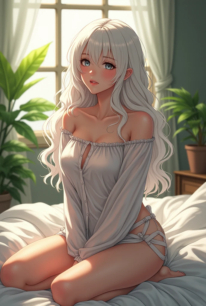 melancholic, quiet, calm, bright, masterpiece, best quality, platinum blonde 1girl, (JinxLol: 1.2), (ultra photorealistic:1.3), (masterpiece: 1.4), best quality, ((realistic)), high quality, ultra detailed, ((real image)), ((realistic skin)), ((realistic face)),(illustration: 1.05), (beautiful:1.05), (beautiful:1.05), (beautiful detailed eyes:1.05), (cinematic light:1.1), Full body, accurate proportions, 18-year-old girl, slim model lying next to the bed, multi-colored hair fluttering in the wind, tulle, long legs, feet slightly ajar, buttocks, blush, shyness, collarbone, abdominals, double weave, beautiful and delicate face, fair skin, real skin, (face detail), pores, ultra-high resolution, 8k, parameters Best quality, masterpiece, super high resolution, (Realistic 2.0), More, detailed skin, transparent panties, wide smile, white teeth, full voluminous hair, perfect and well-designed eyes, girlfriend, beautiful, beautiful, peonies, willow branches, flowers, studio lighting, expensive interior, pillows, strawberry print, watermelon print, transparent raincoat