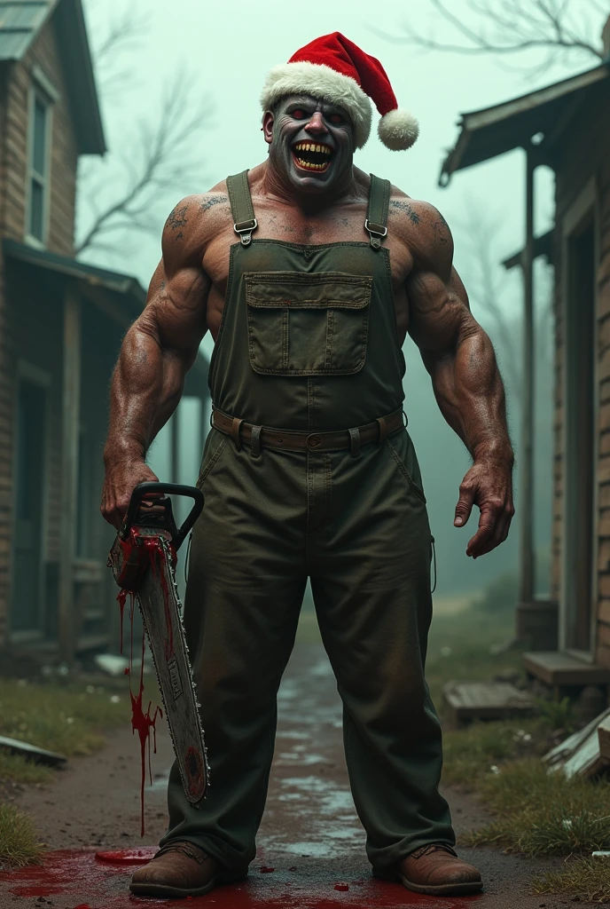 (Highest quality,16K,32K,High resolution,masterpiece:1.2),Very detailed,Like a horror movie、blood droplets、Leatherface、Chainsaw