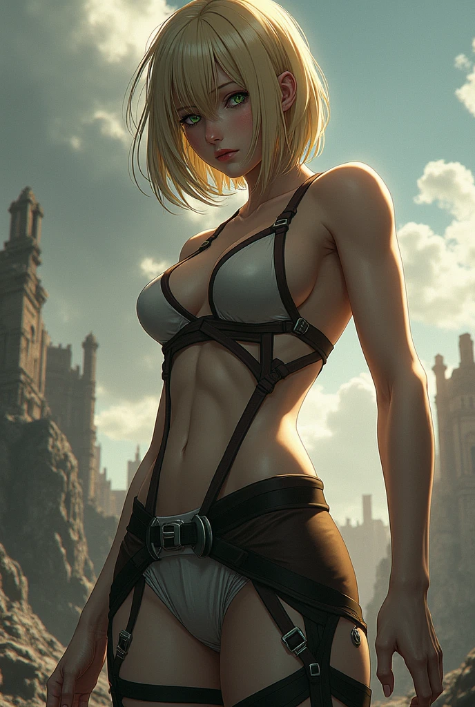 ((Best picture quality, 8K, tmasterpiece:1.3)), 1girll, Beautiful woman with slender abs:1.3, (Casual hairstyle, No leakage of big breasts:1.2), Ultra-fine face, A detailed eye, 二重まぶた,ssmile,Home(Best quality), ((Masterpiece), (Details: 1.4), 3D, hdr (HighDynamicRange), Ray tracing, NVIDIA RTX, Super resolution, Unreal 5, Subsurface scattering, PBR textures, post-proces, Anisotropic filtering, Depth of field, Maximum Acutance and Acutance, Many-Layer Textures, Albedo e mapas Speculares, Surface coloring, Accurate simulation of light-material interactions, Perfect proportions, Octane rendering, Bicolor light, largeaperture, Low ISO, White balance, Rule of thirds, 8K raw data, Pink puffiness, NSFW, (Emma Watson, (Char Emma Watson: 0.2)), (Crowd watching), exposed, Seductive, (Tear sexy clothes: 1.9), (Transparent wet clothes: 1.8), (Transparent parts: 1.8), charming leg temptation, The kinky is exposed, ripped apart, breasts coming out, Blushing, (cum in face:1.4), (cum in tits:1.8), (cum in ass:1.4), (On crowded streets), (he is wet), (Tear underwear:1.8),frontage,Pinch the nipple,Naked women,Two giantesses,Titan Giant,Two giants war,Titan Giant,Giant pose,Portrait of a woman in SKS, As Female Titan,, female titan, Blonde hair, Short hair, Blue eyes, horror beauty, perched on a cloud, (Fantasy illustration:1.3), captivatinggaze, captivating posture, delicate scars, otherworldly charm, mystical sky,, Moonlit Night, pastelcolor, (detailed cloudscape:1.3), (A high resolution:1.2) ()