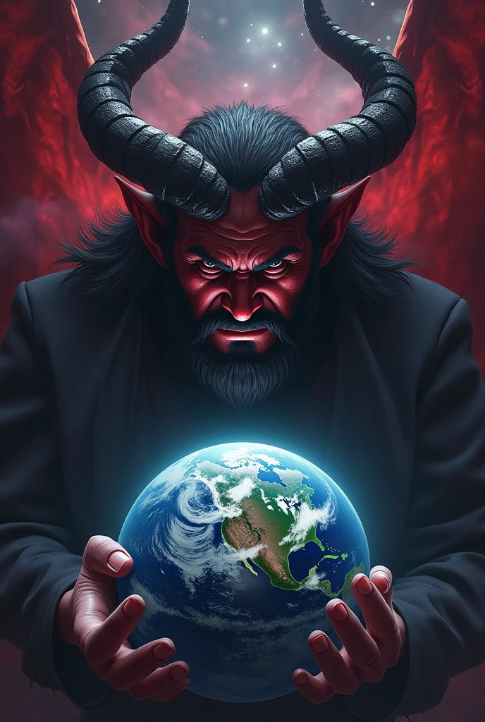 painting of the year (masterpiece) (4k) ((man with devil)) (every accusations is a confession) ((holding earth))