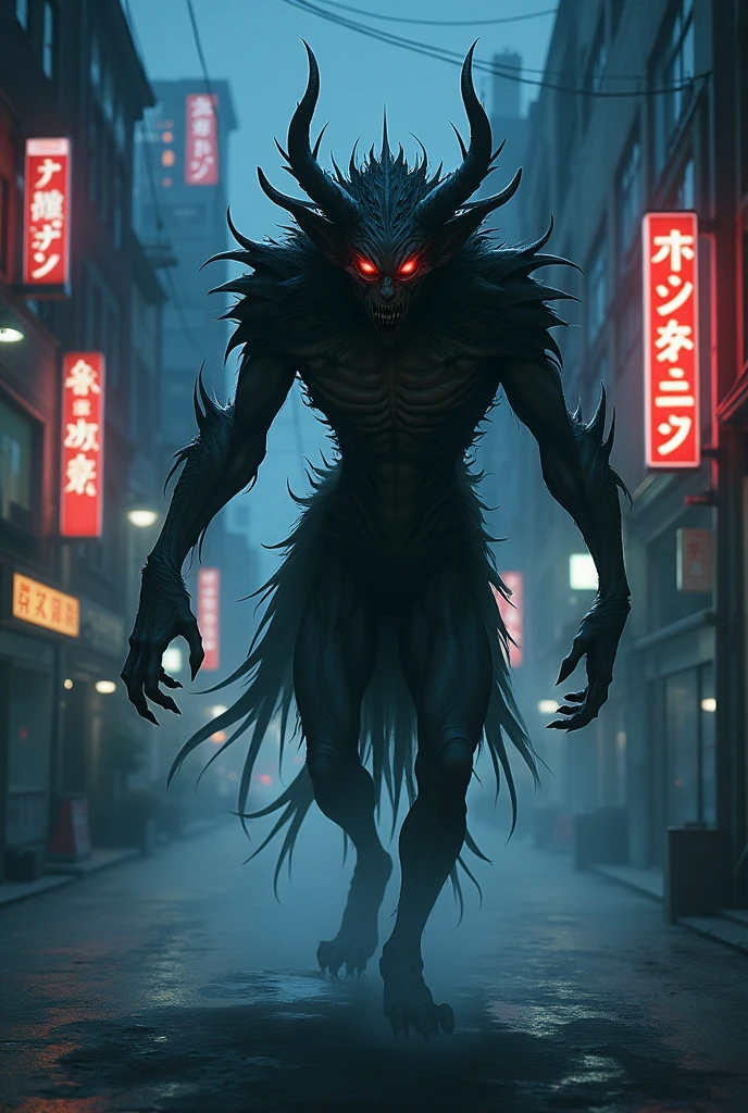 (masterpiece:1.2, Best Quality:1.2), 8K wallpaper, cinematic lighting, professional lighting, ultra High resolution, hyper realistic photograph, RAW photo, 1male monster, (humanoid monster, rotting skin, red eyes:1.3, large horns, fangs, monster tails, red skin:1.3, muscle bodies), (((ultra realistic exterior of down town street, bar & pub street, Dotombori, ultra detailed exterior of Dotombori night pub district, night view, Osaka))), standing, (((energy ball is shining on hands))),