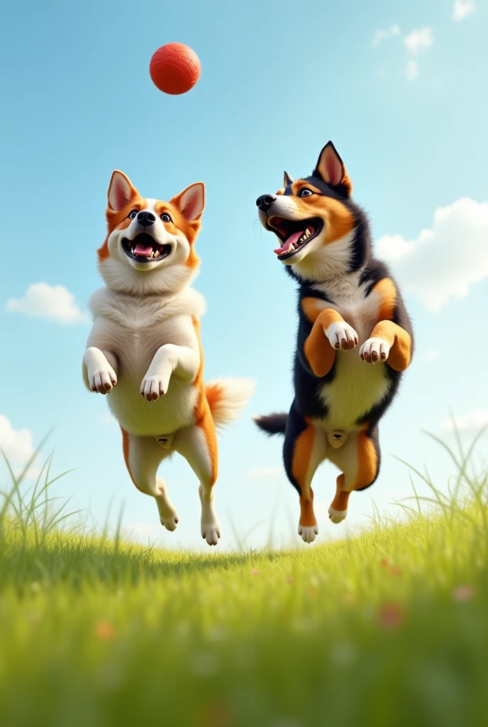 Close up portrait of dog running in forest with sun shining, happy dog, ( Dog ) jumps from mountain, ( Dog ) jumps over hill, Cute dog, high-quality wallpaper, jumping towards viewer, dog jumps over hill, leaping towards viewer, imagem hiperrealista, high-quality wallpaper, Very detailed photos of Happy, Jump for joy, White Jack Russell Terrier