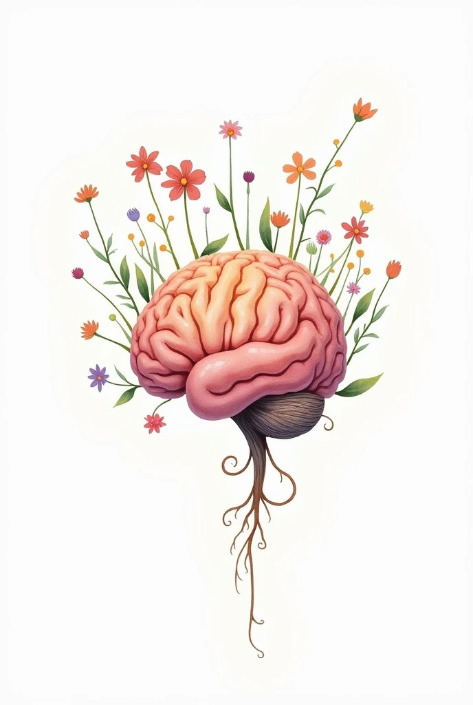 A brain with flowers in it