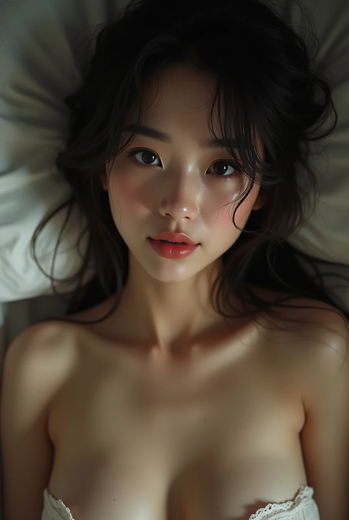 naked realistic Asian girl poking her face
