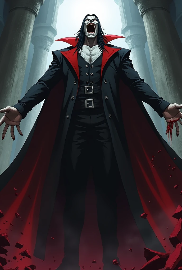By bebebebebe, by lostgoose, by goonie-san, solo, male, standing, (((horror, blood))), big balls, chubby penis, monster, fur , feral, ((monster, plague doctor mask, tall)), hands behind head, massive
