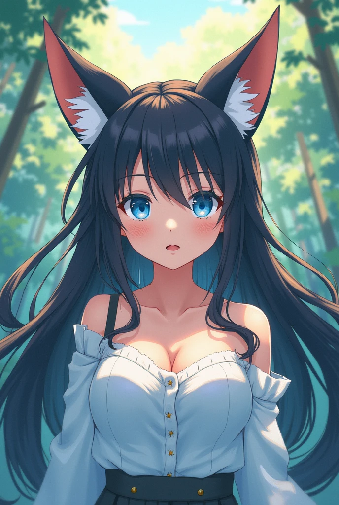 (best quality,4k,8k,highres,masterpiece:1.2),ultra-detailed,(realistic,photorealistic,photo-realistic:1.37),Ahri laying down,smiling,in a forest,surrounded by beautiful plants,majestic,spirit blossom,portraits,vivid colors,lush greenery,bright sunlight,soft shadows,gentle breeze,sparkling dewdrops,ethereal atmosphere,colorful flowers and leaves,magical aura,floating petals,light rays penetrating through the treetops,peaceful and serene ambiance