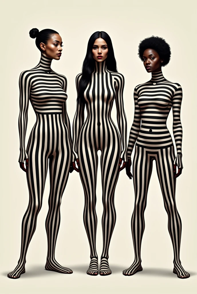3 beautiful,thin,most pretty and clever Asian muslimah women with beautiful cheeks wear plains zebra print lycra footed turtleneck unitard catsuit covered with stripes and plains zebra print lycra elastane stretchy dancewear hood hijab covered with stripes.They are sleeping on the mattress