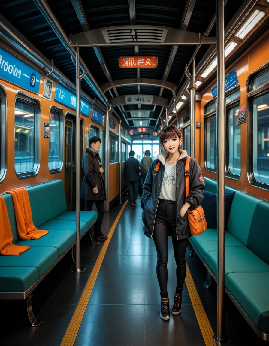  train is at , passengers get off ,  train station background ,  Seoul anime scene ,  anime landscape concept art ,  cyberpunk overground train ,  hyperdetailed scene , flatbed, Subway Station, by Kose Kanaoka, Makoto Shinkai. — h 2160 , style of Makoto Shinkai, , гиперреалистичный  realistic image, masterpiece,  artwork ,  hyperrealistic, rendering ,  realistic physical rendering ,  photorealistic rendering ,  highly detailed ,  high-quality render ,  architectural rendering ,  very realistic 3D render ,  realistic image