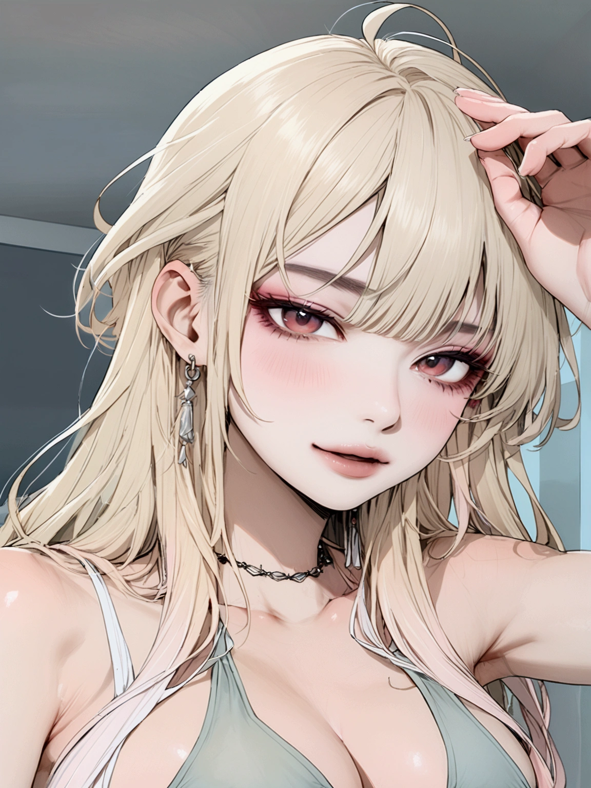 score_9, score_8_superior, score_7_superior, High-resolution CG illustration,A masterpiece in 32K resolution,Highest quality,it is really amazing,Very detailed,Ultra-high resolution,Ultra-realistic,Realistic,Increased depth of field,Cinematic lighting,
Elegant mature Japanese woman,
Shiny silver hair,Wavy long hair,Showing his forehead,god々Beautiful,Ultra-detailed and beautiful face,Sensual look,Beautiful dark brown, moist eyes,Pitch black eyes,Glowing, moisturized skin,Translucent white skin,born々New skin texture,Great proportions,
Elegant wine-red slit dress,spaghetti straps,Deep slit,Detailed and beautiful lace decorations,born地の柔らかな質感,
Black panties,
Black Stockings,
高層ビルの屋superior,Background of big city night scene,
Dramatic Angle,
