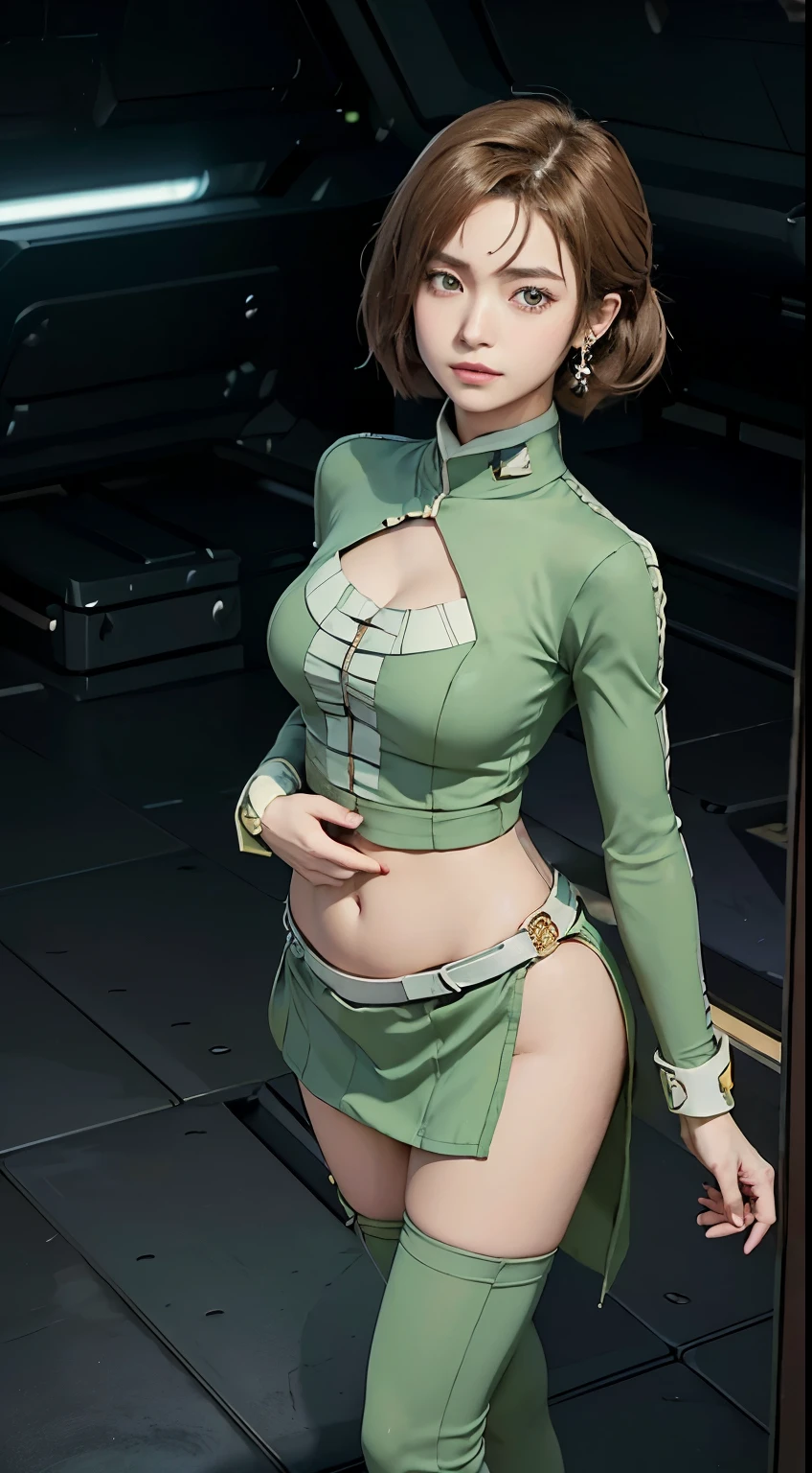 Highest image quality, outstanding details, ultra-high resolution, (realism: 1.4), the best illustration, favor details, highly condensed 1girl, with a delicate and beautiful face, dressed in a black and green mecha, wearing a mecha helmet, holding a directional controller, riding on a motorcycle, the background is a high-tech lighting scene of the future city.