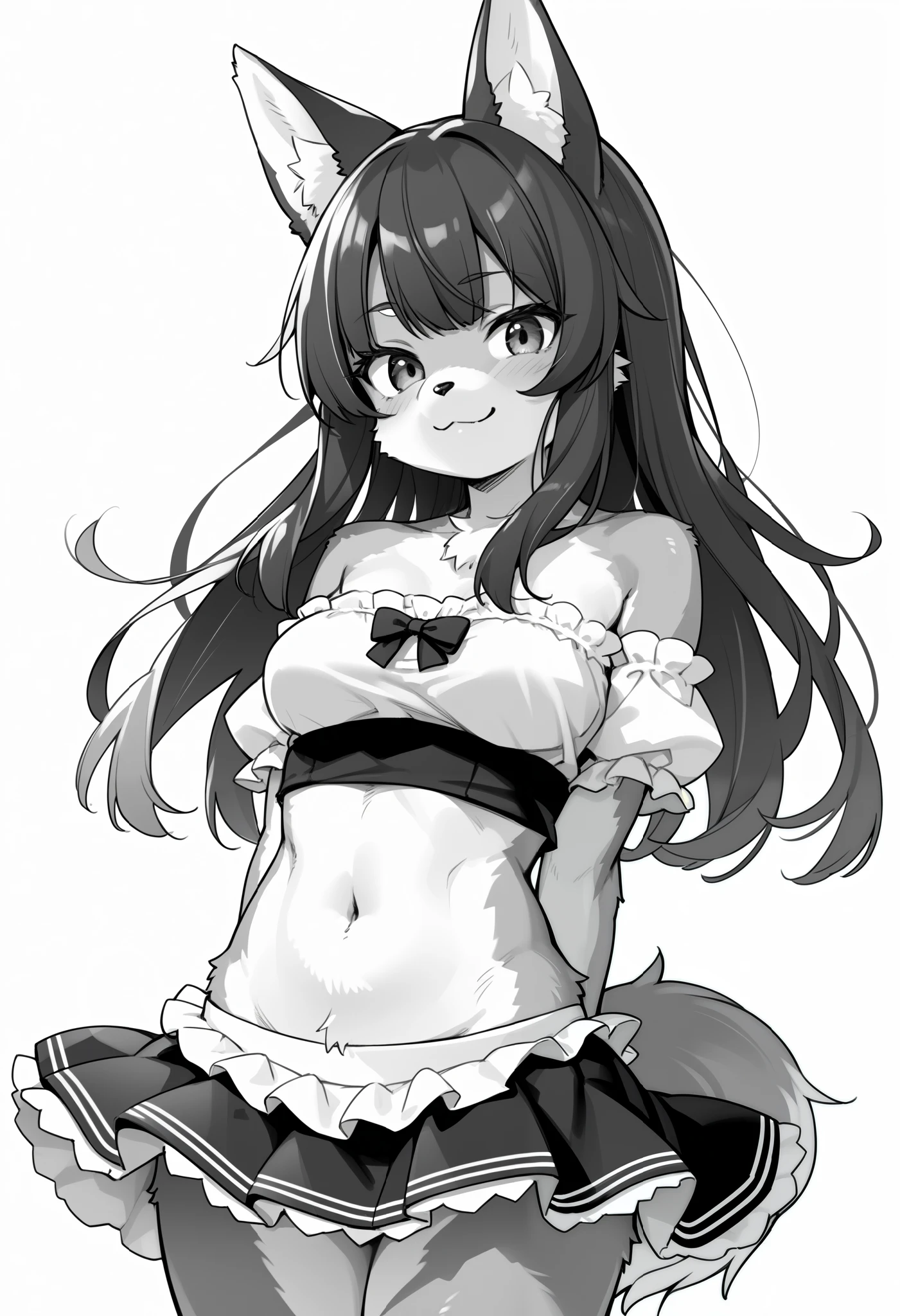 Half body, A beautiful woman, long wavy black hair, brown eyes, transparent fabric that marks the figure of the body , cat ears and tail, fangs, horns, sexi, Large Thighs and Buttocks, Medium Breasts, with a red Rose in one Hand,