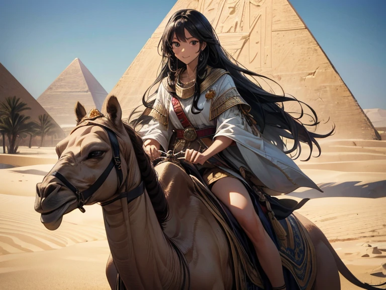 ,(in style of Ashley Wood:0.8),1girl and a horse, black hair, earrings, jewelry, long hair, looking at viewer, sash, solo, dark skin, blush, braid, dark-skinned female, masterpiece, best quality,