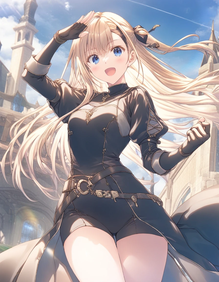 ((adult lady)),((lightsmile)),((anime moe art style)),((masterpiece)), (top-quality), (super detailing), (((extremely delicate and beautiful))), dynamic ungle,Look at viewers,((Cowboy Shot)))finerly detailed face, long eyeslashes,Bangs between the eyes,Curvaceous,(perfect leg、perfect hand、Perfect whole body),antique、a chair、 Tier Grants, Hair over one eye, brown robes, Bare shoulders, Detached sleeves, White Gloves、large full breasts、((((red blush)))),sbg, breast grab,breast lift