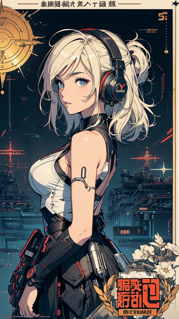 (best quality), (ultrafein), (​masterpiece), Illustration, a girl,Kimono-Costume,cyberpunk, （cyberpunk，Kimono-Costume，Cybernetic implants），hot girl, Hair Accessories, bright colours，open breasts, Clear focus，Grumpy Details, Overclocked rendering, Cinematic edge light, fine light, ​masterpiece, super Details, epic work, Ultra-High-Definition, good quality, 32K, (90s Anime Aesthetic), side view of the upper body