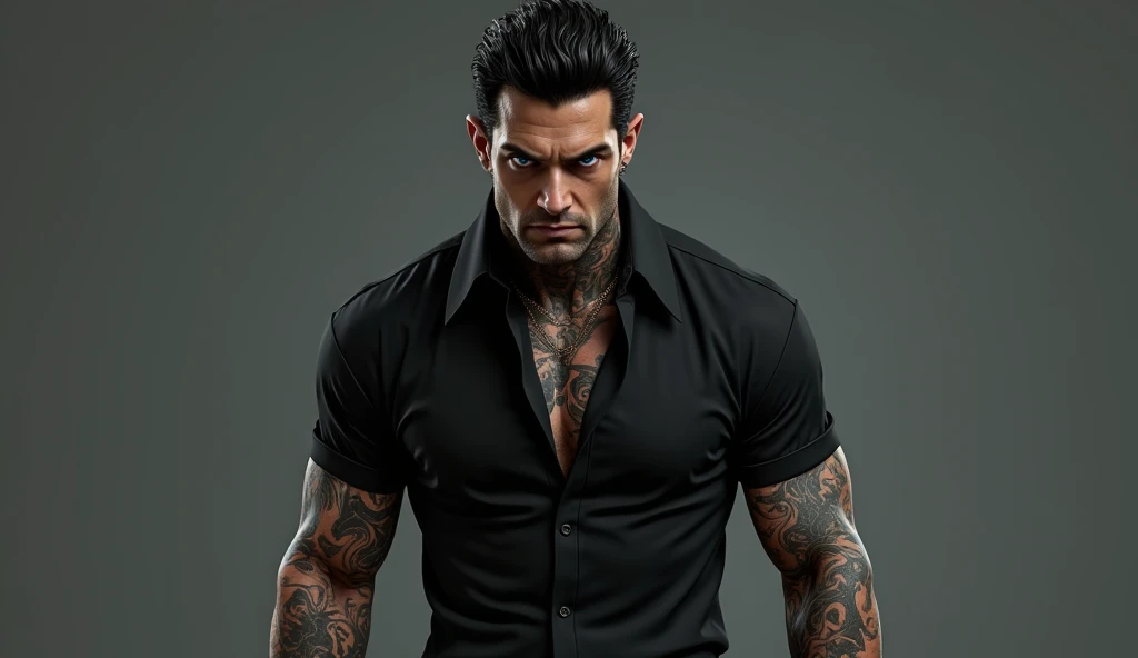 Create a hyper detailed photograph of a tattooed muscular young sexy kaiju, Stunningly perfect gorgeous face, perfect makeup, detailed vibrant eyes, long hair, big beautiful muscular legs, big beautiful muscular arms, big back muscles, perfect body, muscular abs, detailed smooth skin, big breast, big muscular ass, black strappy slingshot lingerie,