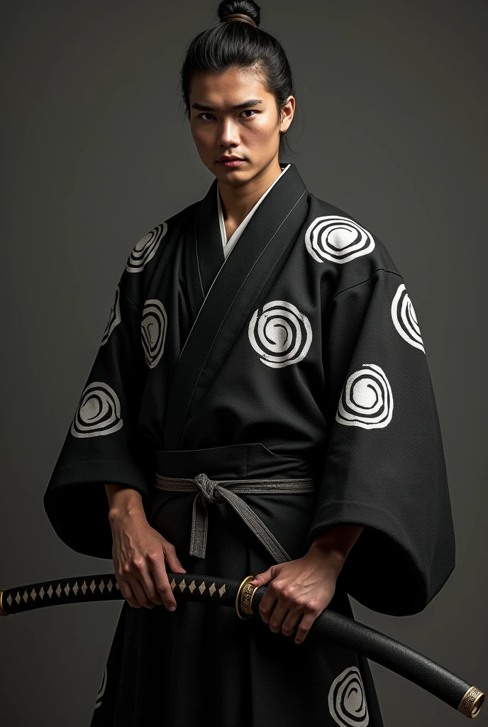 a young man in the story series, "Jujutsu kaisen" named "itadori yuji" with a tattooed face, brown eyes, with red, light hair, sitting on a chair, and a white kimono shirt, with a realistic effect.