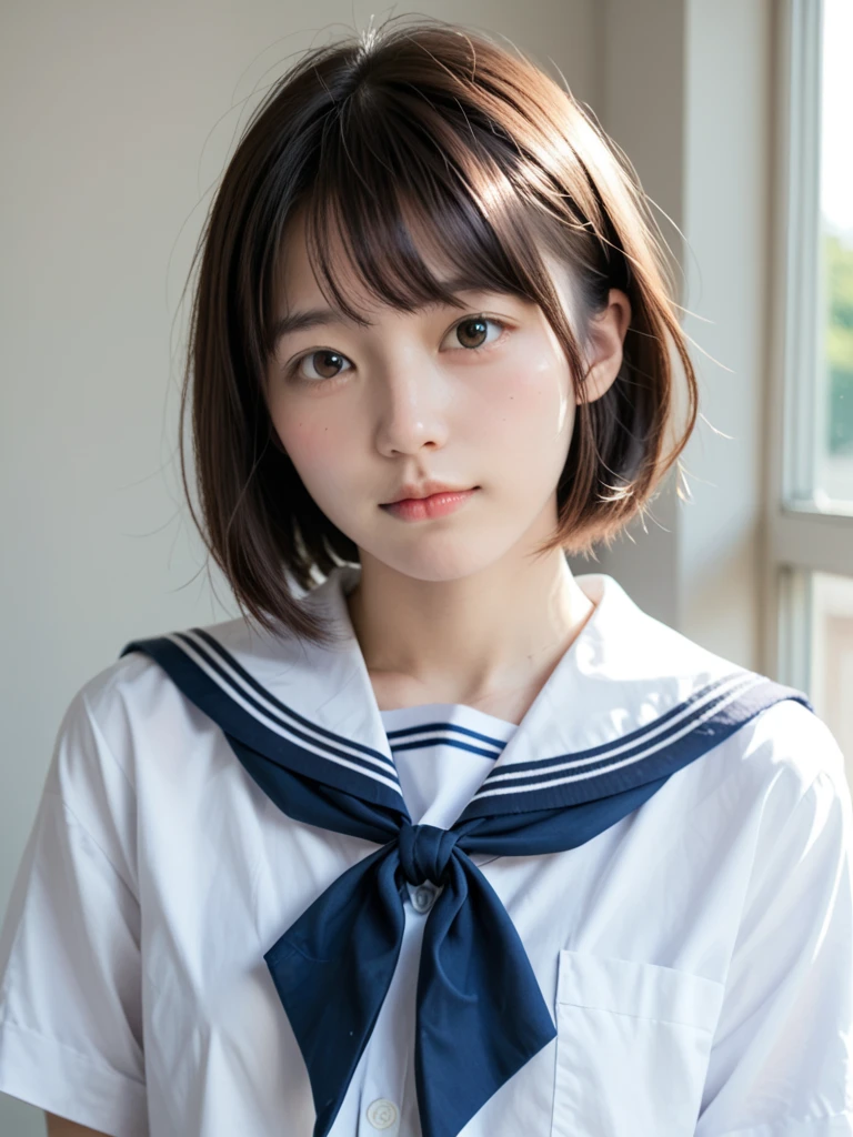 score_9,score_8_up,score_7_up,
realistic,(photorealistic:1.5),cute girl, **yo, sunlight,  face, school uniform, short hair