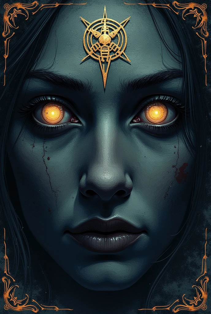 (limited palette: red green black ),silhouette,woman, runes, glowing symbols, magic spell, medium breasts, oil painting \(medium\), highly detailed, dmt, witch, geodes, glowing eyes, light flowing in and out of her body, flowing glowing water, metal, frog,
