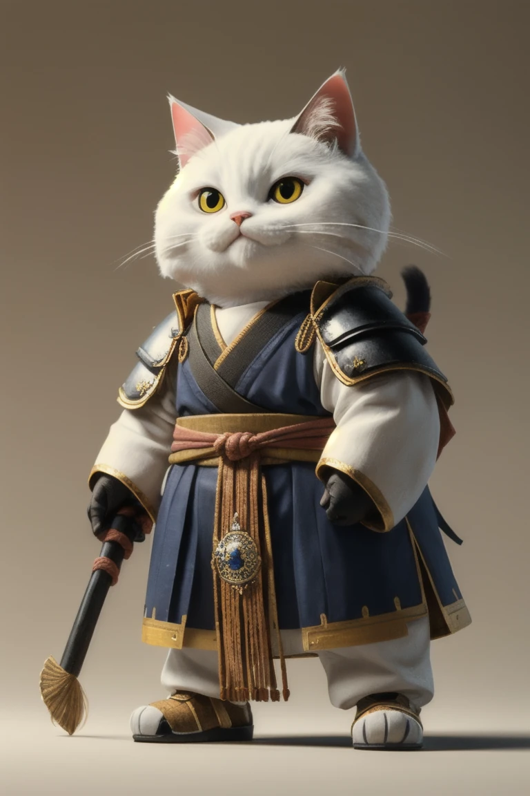 A cat in samurai armor　 standing