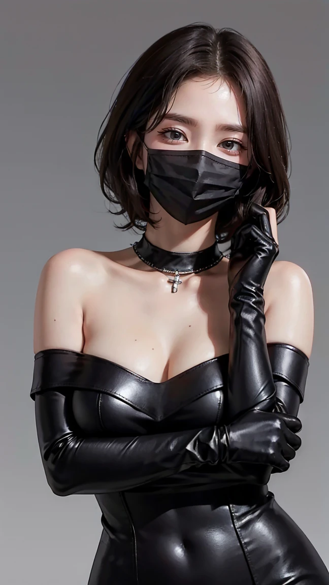 Sexual. A model wearing an avant-garde dress with a futuristic helmet, standing in front of a dark grey background. The outfit is made from gray fabric and features unique shapes that resemble water droplets or spheres. It has wide sleeves with metallic details and slits on the side for relaxed movement. A long skirt trail adds to its elegance. Her head framed by two large curved shoulder pads creates depth against her simple face mask. Shot with a Canon EOS R5 camera using a macro lens in the style of futuristic fashion. --ar 2:3 --s 250. Sexual.