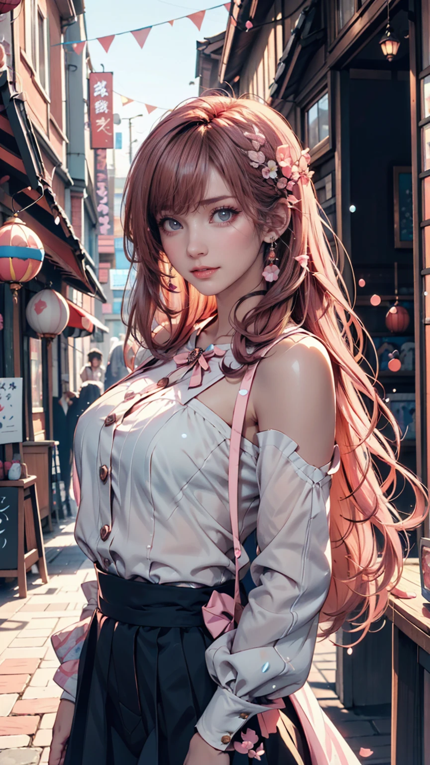 ((best qualtiy)), ((tmasterpiece)), (detail:1.4), Beautiful cyberpunk female images,hdr(HighDynamicRange),Ray traching,NVIDIA RTX,Hyper-Resolution,illusory 5,sub surface scattering,PBR textures,post-proces,Anisotropy Filtering,depth of fields,maximum definition and sharpness,Many-Layer Textures,Albedo e mapas Speculares,Surface coloring,Mitsu-Accurate simulation of material interactions,perfectly proportioned,rendering by octane,Two-colored light,largeaperture,Low ISO,White balance,Rule three points、8K raw data、Beautiful bright blue pupils,off-the-shoulder clothes,Fine pupils,Delicate face and eyes,long eyelasher,Blushlush,Delicate and fluffy hair,pink lip,Pure,Cute face,Sweet girl,Artistic sense,Casual wear,Advancedsense,butterflys,Cherry blossom petal,Beautiful hair accessories,Long hair and waist,Hair fluttering in the wind,Snow-white fox ears,curlies,Lots of white and pink,Complicated details