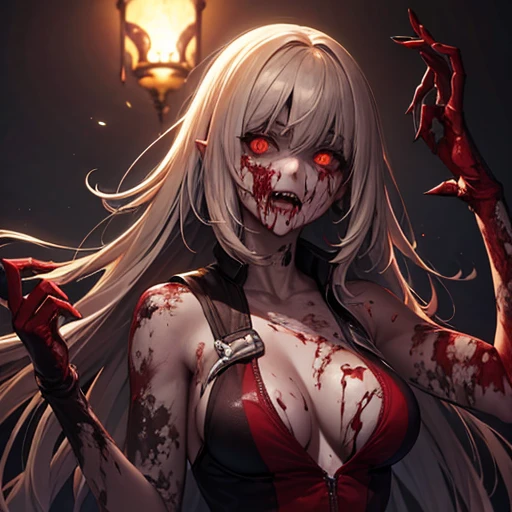 A Zombie Car, eating humans, Blood, Blood Sparks, perfect body, perfect face, HD
