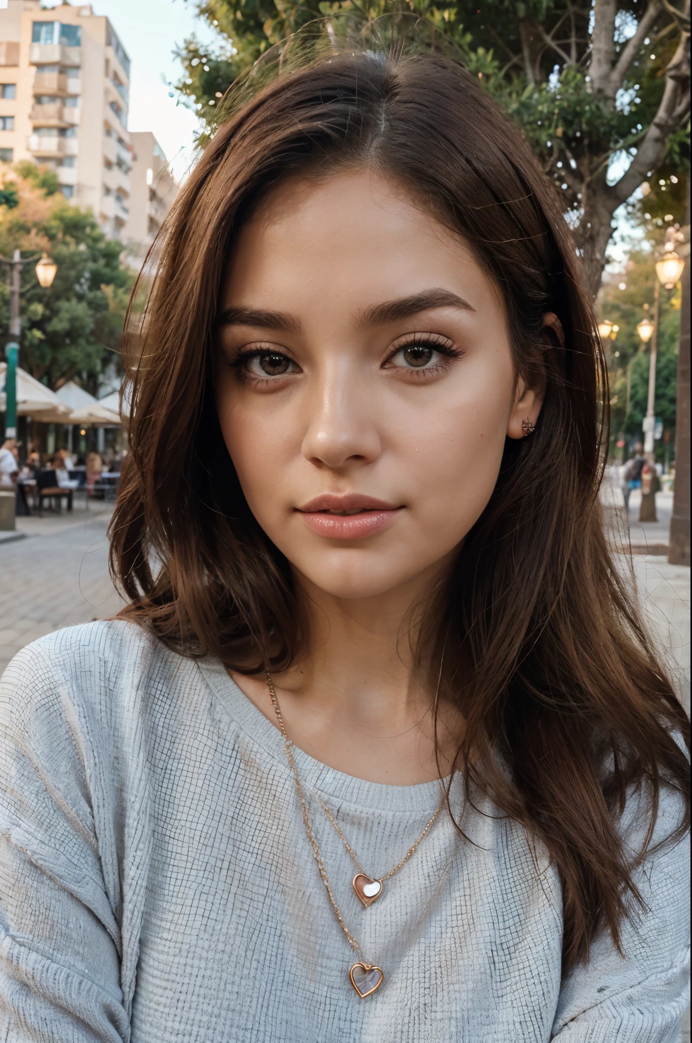 grace a cette description creer une photo comme si elle se prennait en selfie