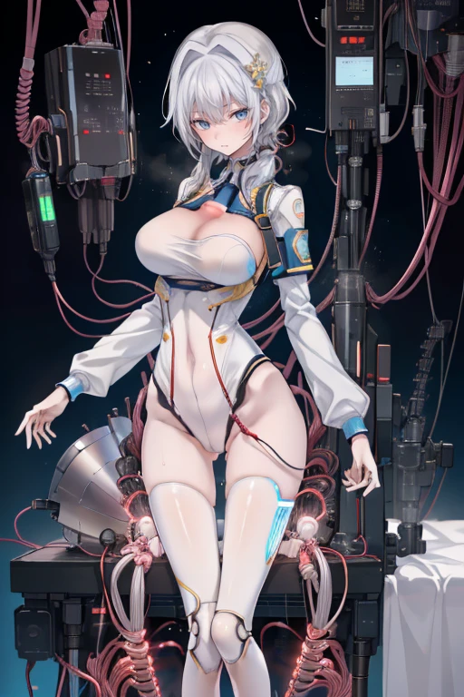 Highest quality,masterpiece,Ultra-high resolution,mechanical,Full Body Machine Girl、Under maintenance、nsfw,BDSM, Karakuri doll、Mixing tube、Steampunk Style、,nsfw, BDSM