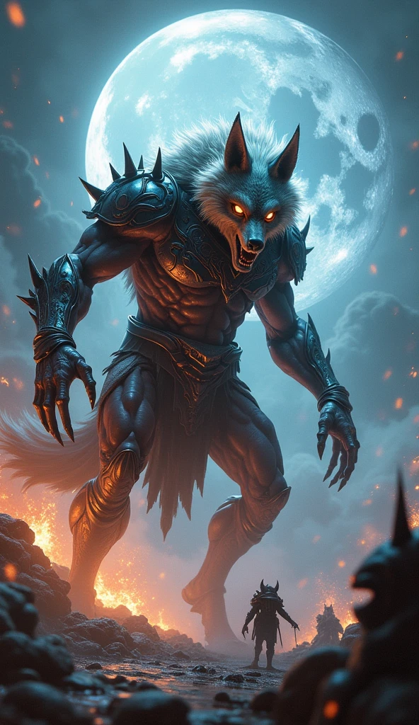 infernal demon of chaos from the abyss, big chest, night, sensual, detailed, uploaded to e621, beautiful and detailed portrait ((male))) kenket, ross tran, ruan jia, bonifasko, uploaded to e621, zaush, foxovh, wide hooves, large horns, many spikes, movie lighting, long tail, standing, moon lights, open legs, long hair