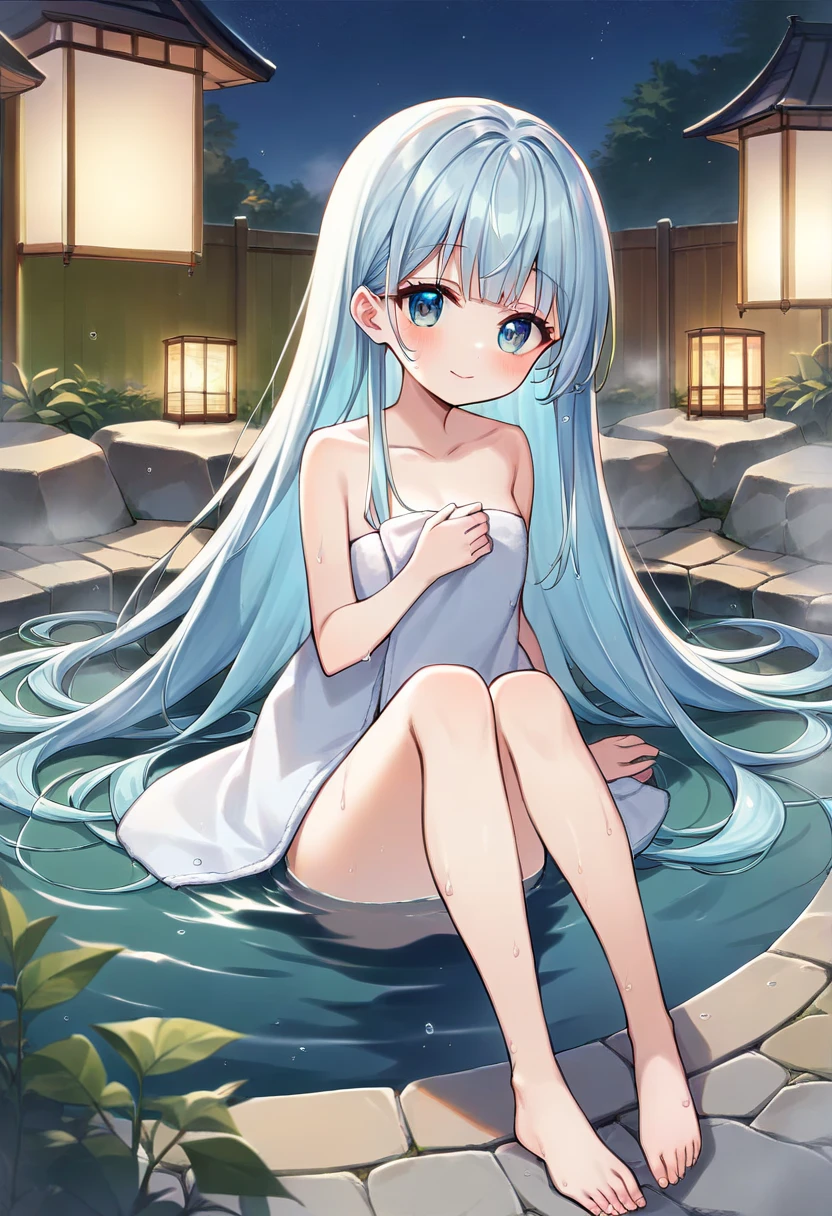 (young :1.3),furry,long hair,light grey fur,flower bath,outdoor,sea of flower,sparkle star,light and shadow,gold light,naked,smile,shy face,heart eyes,heart eyebrow,heart eyes expression,full face blush,crawl in water,back view,show armpits