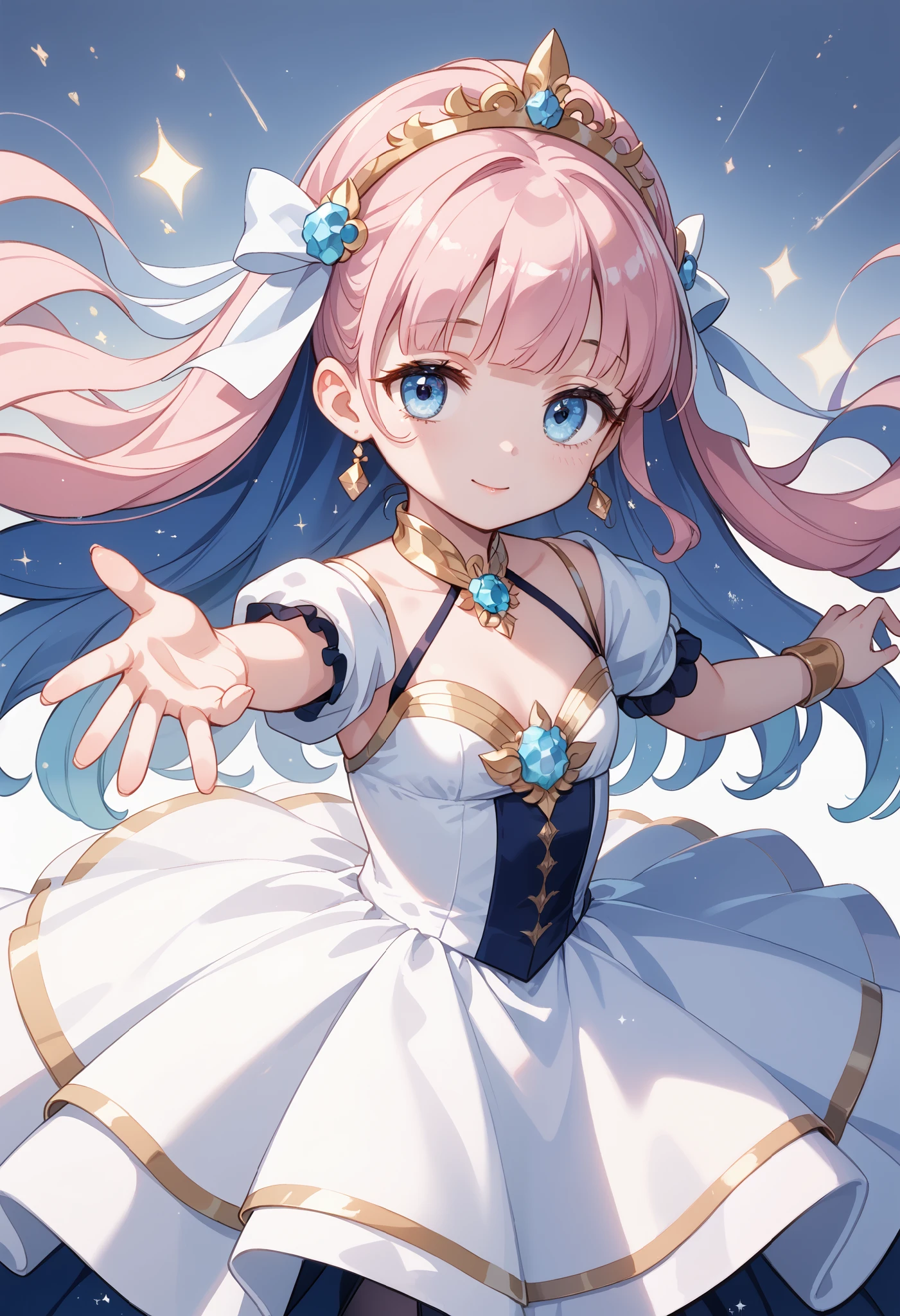 ethereal,dark romanticism,watercolor,best quality,dreamlike atmosphere,delicate brushstrokes,young girl,flowing white dress,melancholic gaze,outstretched hand,fading light,endless abyss,abstract swirls,soft shadows,shimmering textures,contrasting light and dark,celestial elements,subtle glow,sorrowful beauty,poetic imagery,haunting elegance