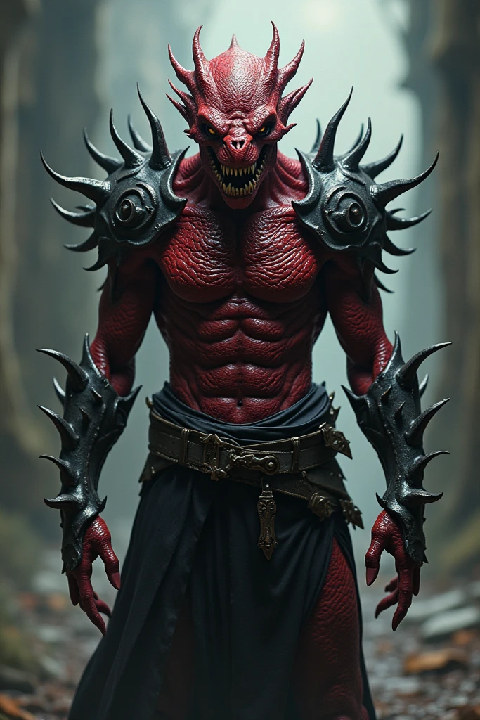 hyperrealistic, medieval, demonic red scale, chest armor piece